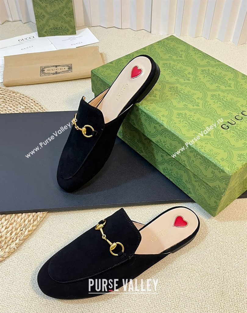 Gucci Princetown Suede Flat Slippers Black 2023 557730 (MD-231205014)