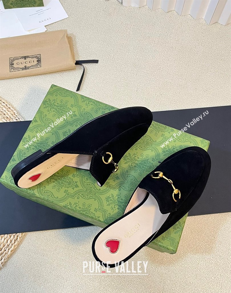 Gucci Princetown Suede Flat Slippers Black 2023 557730 (MD-231205014)