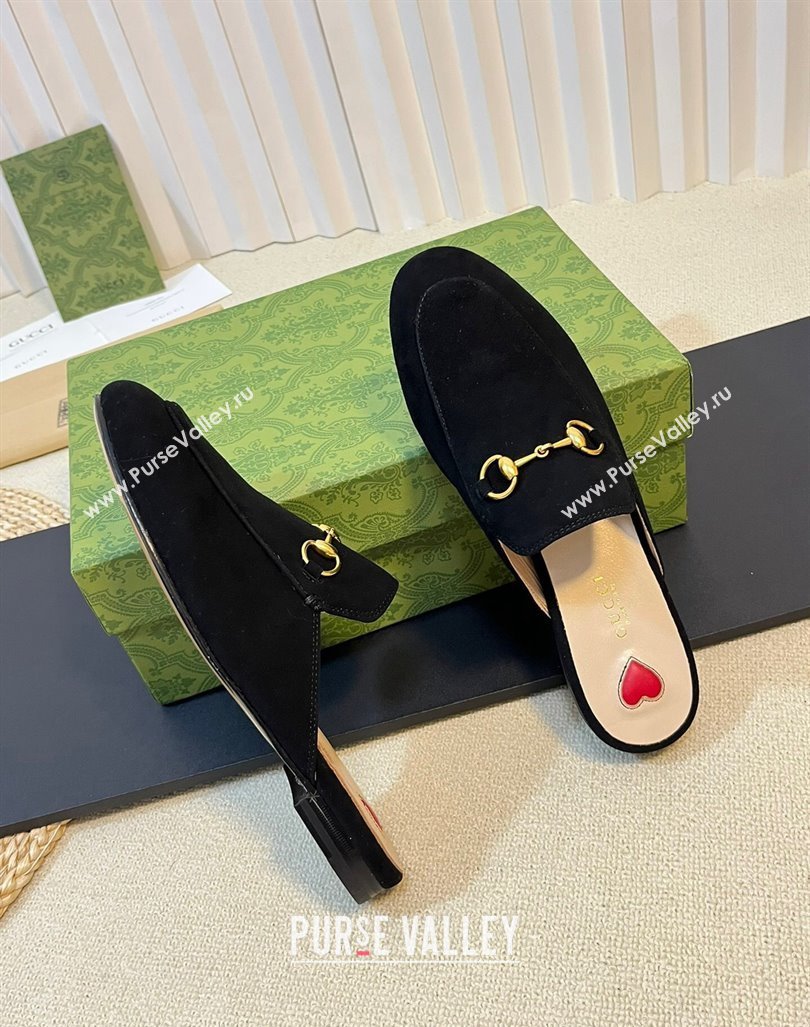 Gucci Princetown Suede Flat Slippers Black 2023 557730 (MD-231205014)