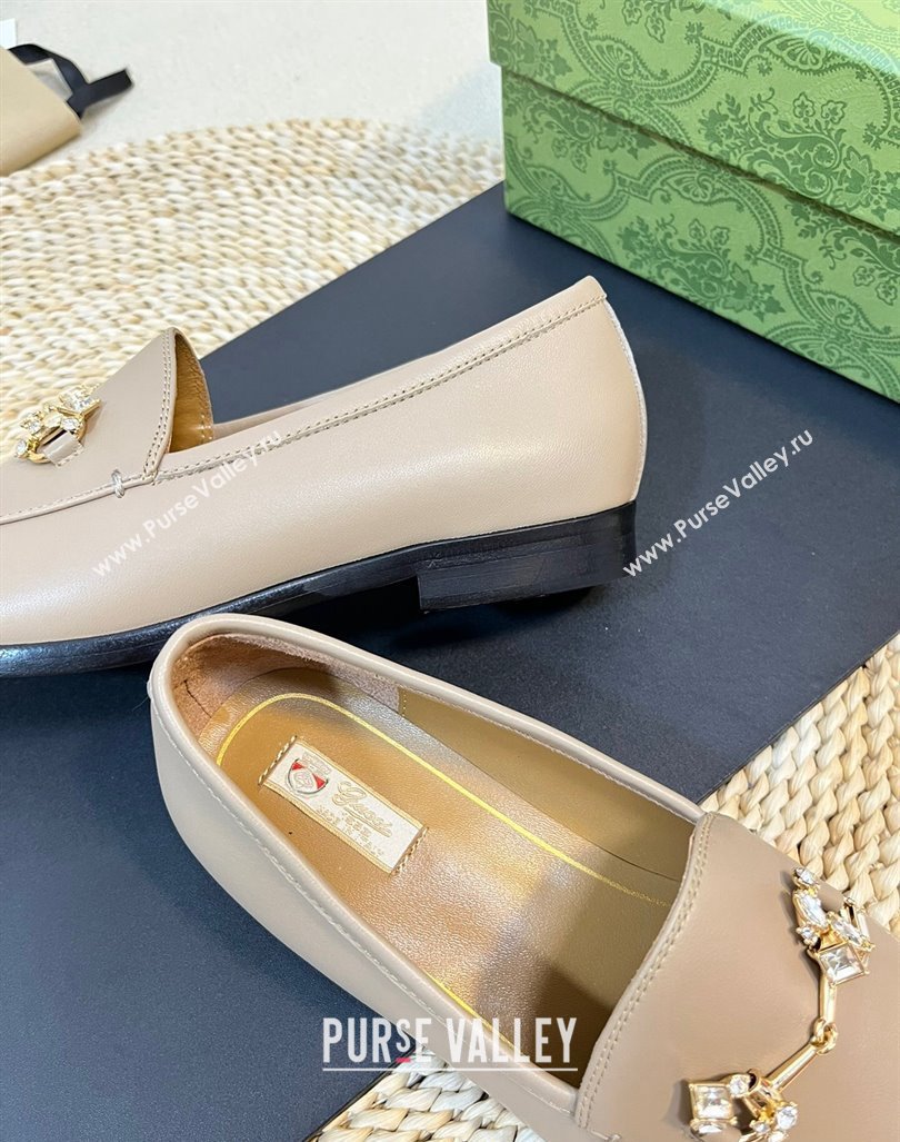 Gucci Jordaan Leather Loafers with Crystals Light Grey 2023 759918 (MD-231205023)