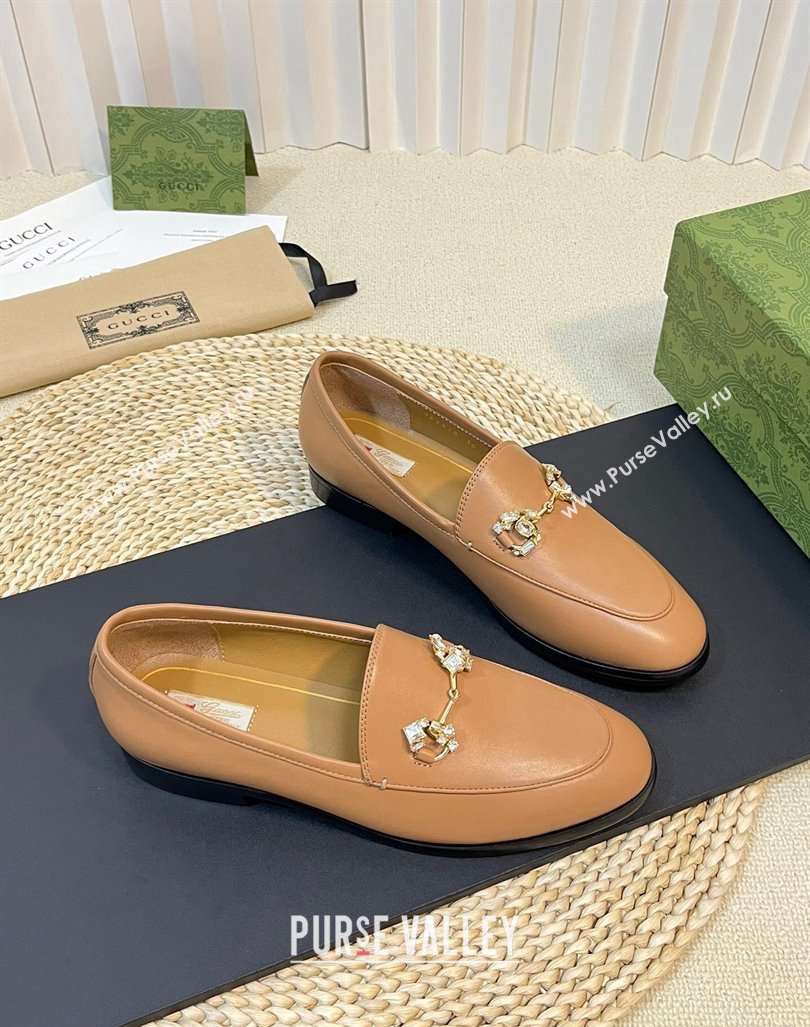 Gucci Jordaan Suede Loafers with Crystals Tan Brown 2023 759918 (MD-231205024)