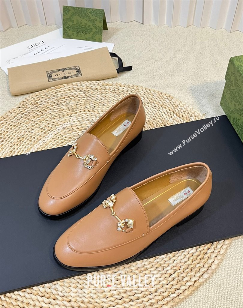 Gucci Jordaan Suede Loafers with Crystals Tan Brown 2023 759918 (MD-231205024)