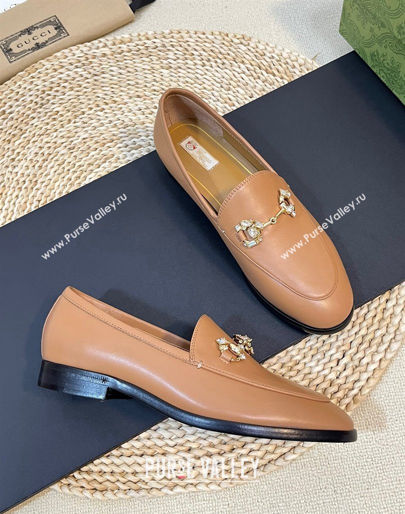 Gucci Jordaan Suede Loafers with Crystals Tan Brown 2023 759918 (MD-231205024)