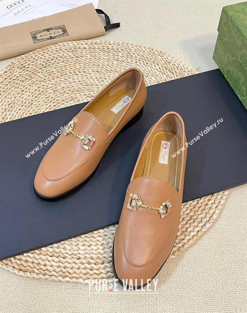 Gucci Jordaan Suede Loafers with Crystals Tan Brown 2023 759918 (MD-231205024)