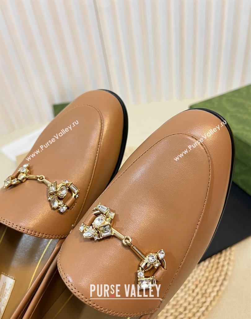 Gucci Jordaan Suede Loafers with Crystals Tan Brown 2023 759918 (MD-231205024)