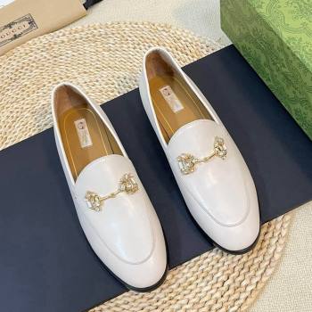 Gucci Jordaan Suede Loafers with Crystals White 2023 759918 (MD-231205025)