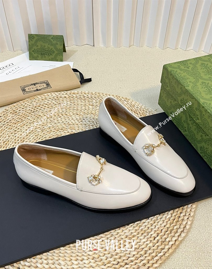 Gucci Jordaan Suede Loafers with Crystals White 2023 759918 (MD-231205025)