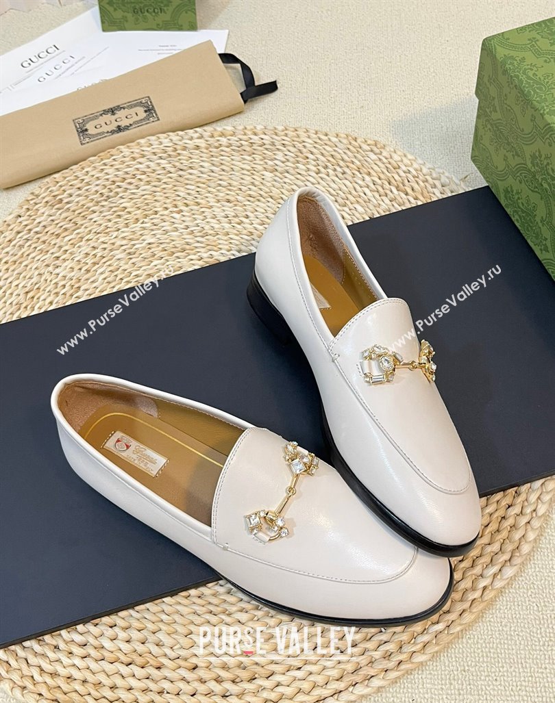 Gucci Jordaan Suede Loafers with Crystals White 2023 759918 (MD-231205025)