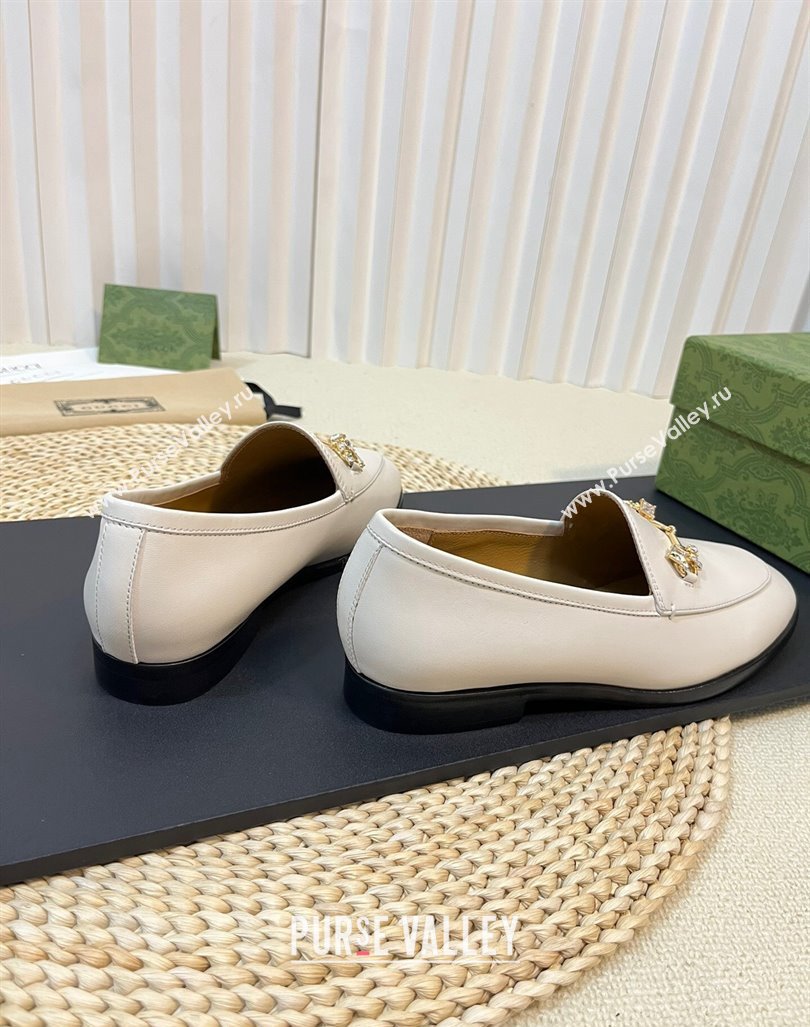 Gucci Jordaan Suede Loafers with Crystals White 2023 759918 (MD-231205025)