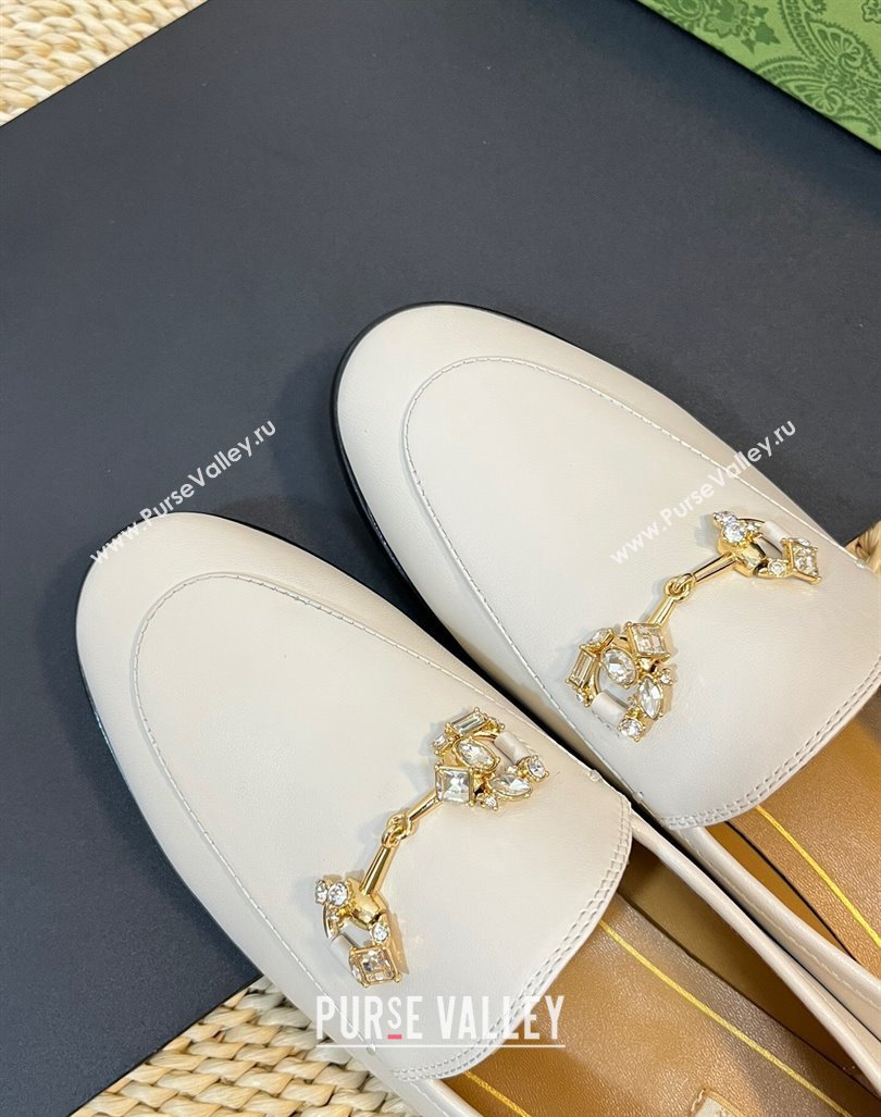 Gucci Jordaan Suede Loafers with Crystals White 2023 759918 (MD-231205025)