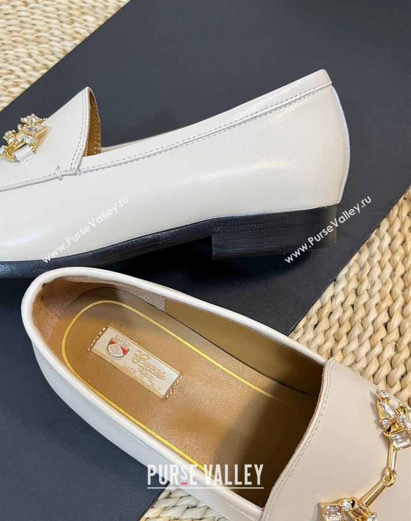 Gucci Jordaan Suede Loafers with Crystals White 2023 759918 (MD-231205025)