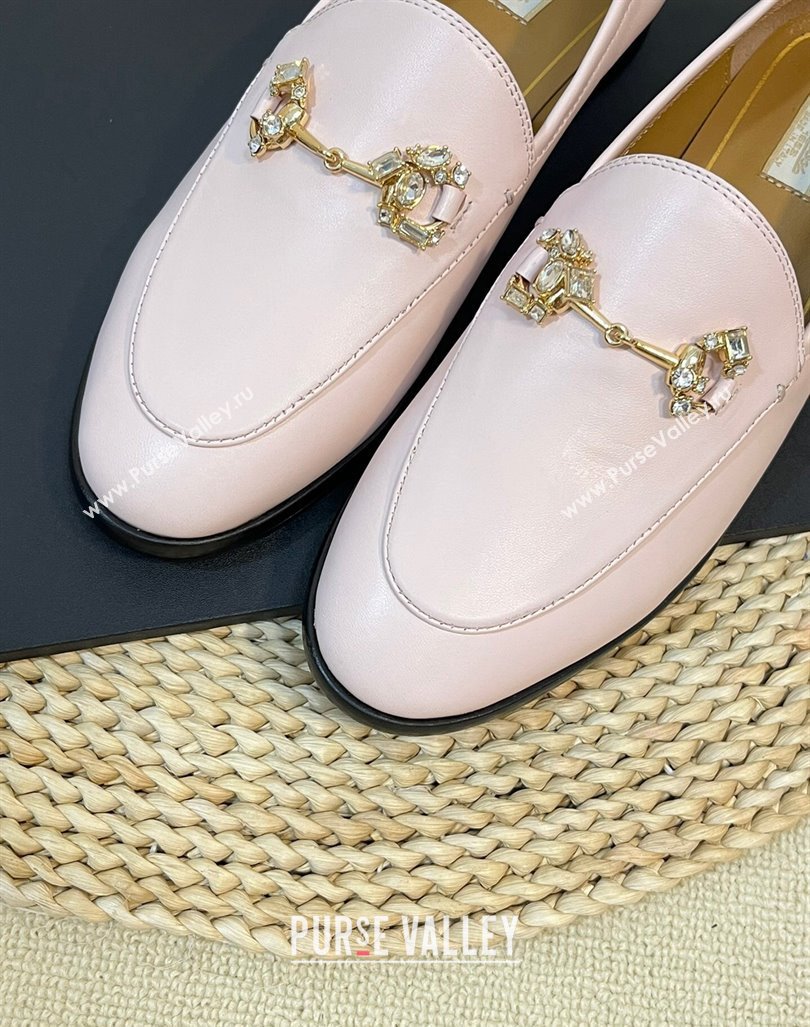 Gucci Jordaan Leather Loafers with Crystals Light Pink 2023 759918 (MD-231205027)