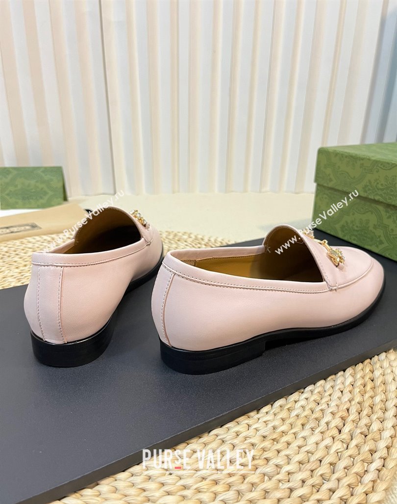 Gucci Jordaan Leather Loafers with Crystals Light Pink 2023 759918 (MD-231205027)