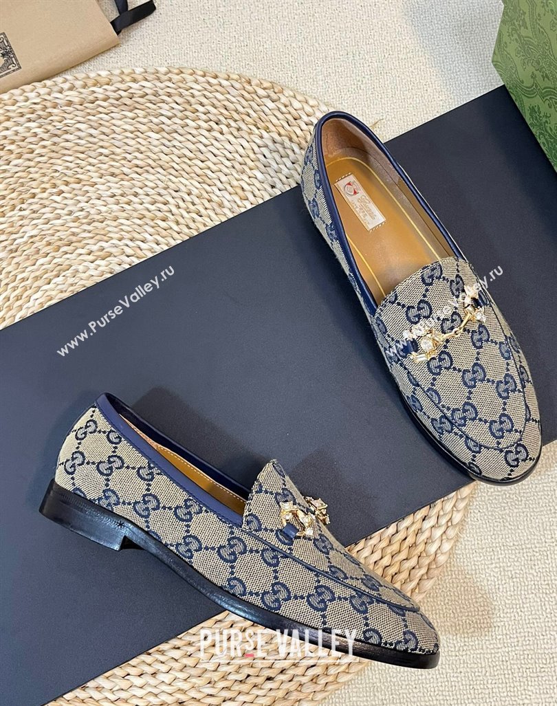 Gucci Jordaan Jumbo GG Canvas Loafers with Crystals Grey/Blue 2023 759918 (MD-231205029)