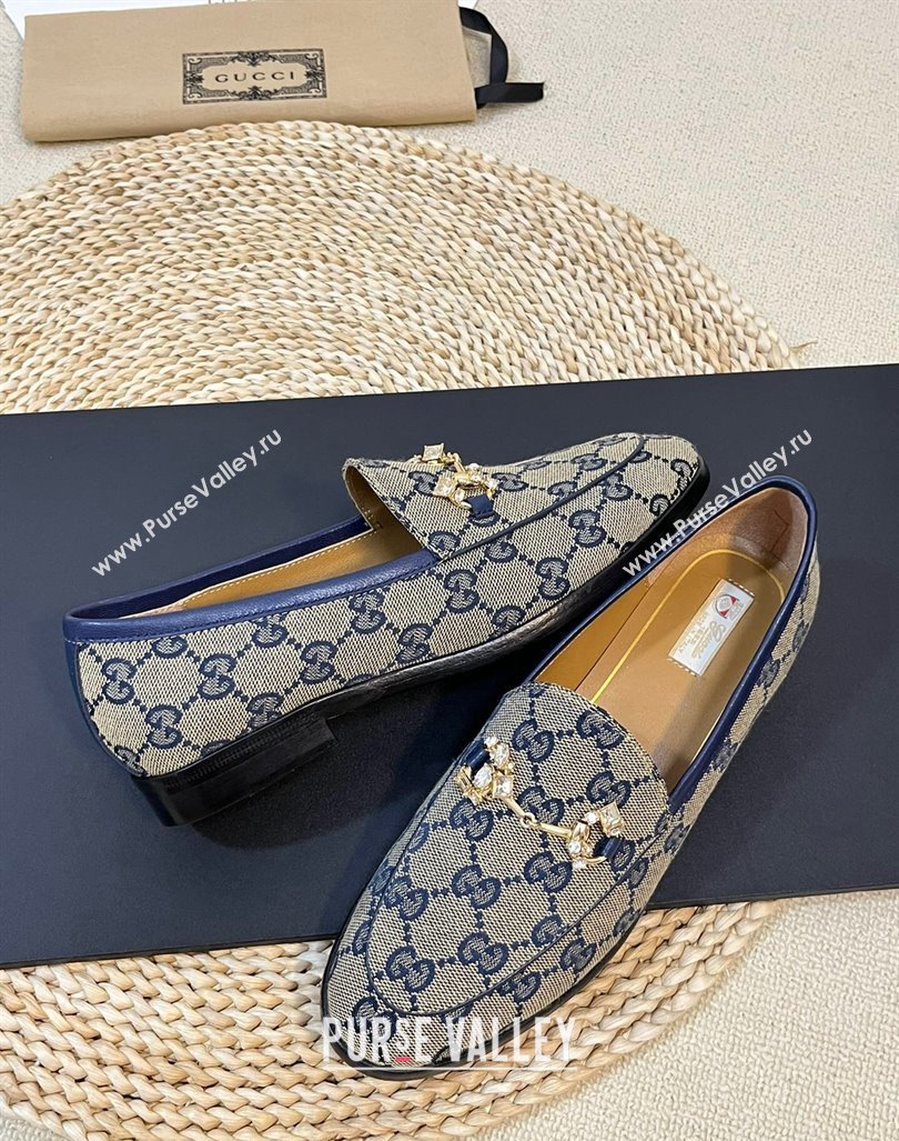 Gucci Jordaan Jumbo GG Canvas Loafers with Crystals Grey/Blue 2023 759918 (MD-231205029)