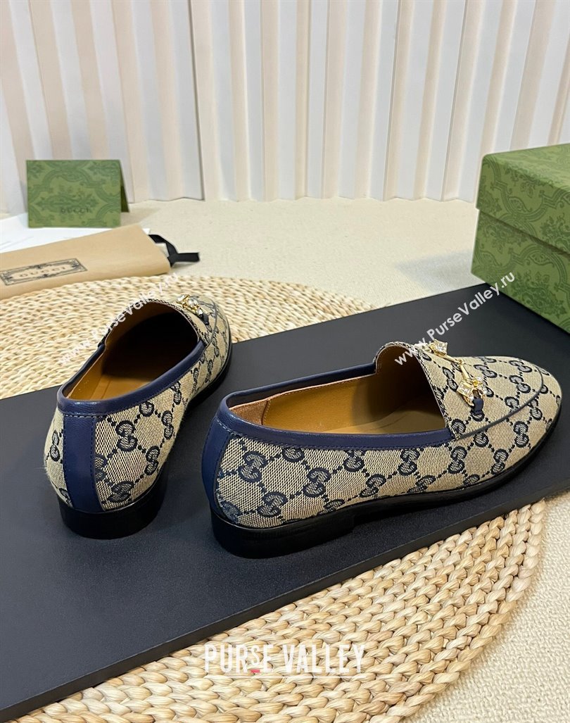 Gucci Jordaan Jumbo GG Canvas Loafers with Crystals Grey/Blue 2023 759918 (MD-231205029)