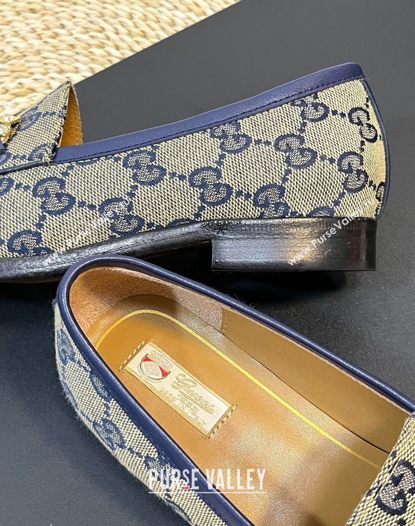 Gucci Jordaan Jumbo GG Canvas Loafers with Crystals Grey/Blue 2023 759918 (MD-231205029)