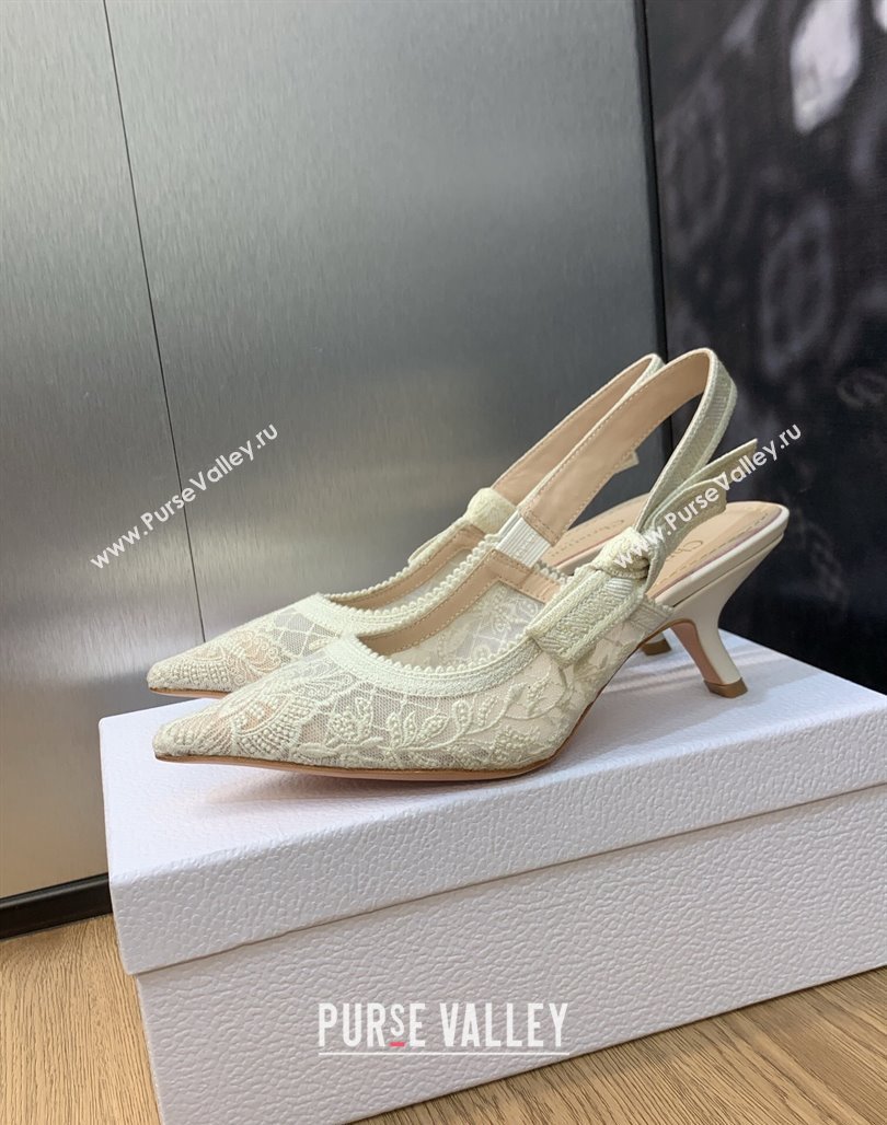 Dior JAdior Slingback Pumps 6.5cm in Transparent Mesh Embroidered with White Butterfly Motif 2023 (MD-231202011)