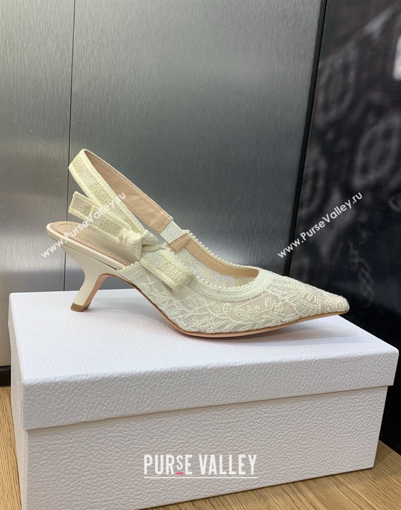 Dior JAdior Slingback Pumps 6.5cm in Transparent Mesh Embroidered with White Butterfly Motif 2023 (MD-231202011)