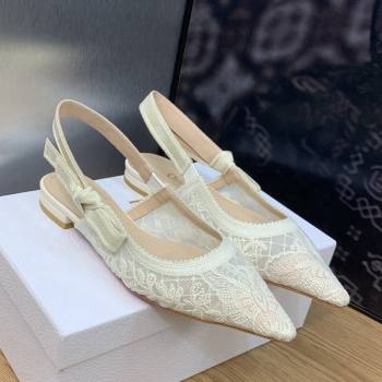 Dior JAdior Slingback Ballet Flat in Transparent Mesh Embroidered with White Butterfly Motif 2023 (MD-231202012)