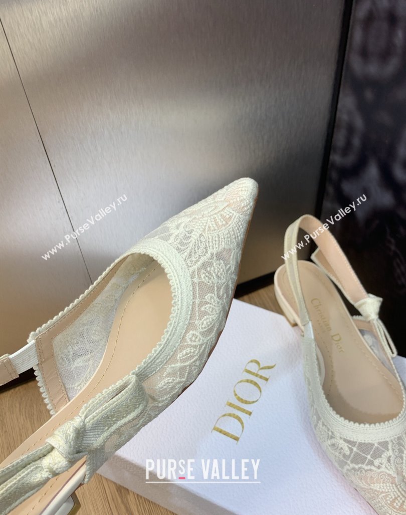 Dior JAdior Slingback Ballet Flat in Transparent Mesh Embroidered with White Butterfly Motif 2023 (MD-231202012)