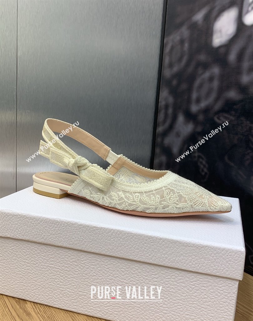 Dior JAdior Slingback Ballet Flat in Transparent Mesh Embroidered with White Butterfly Motif 2023 (MD-231202012)