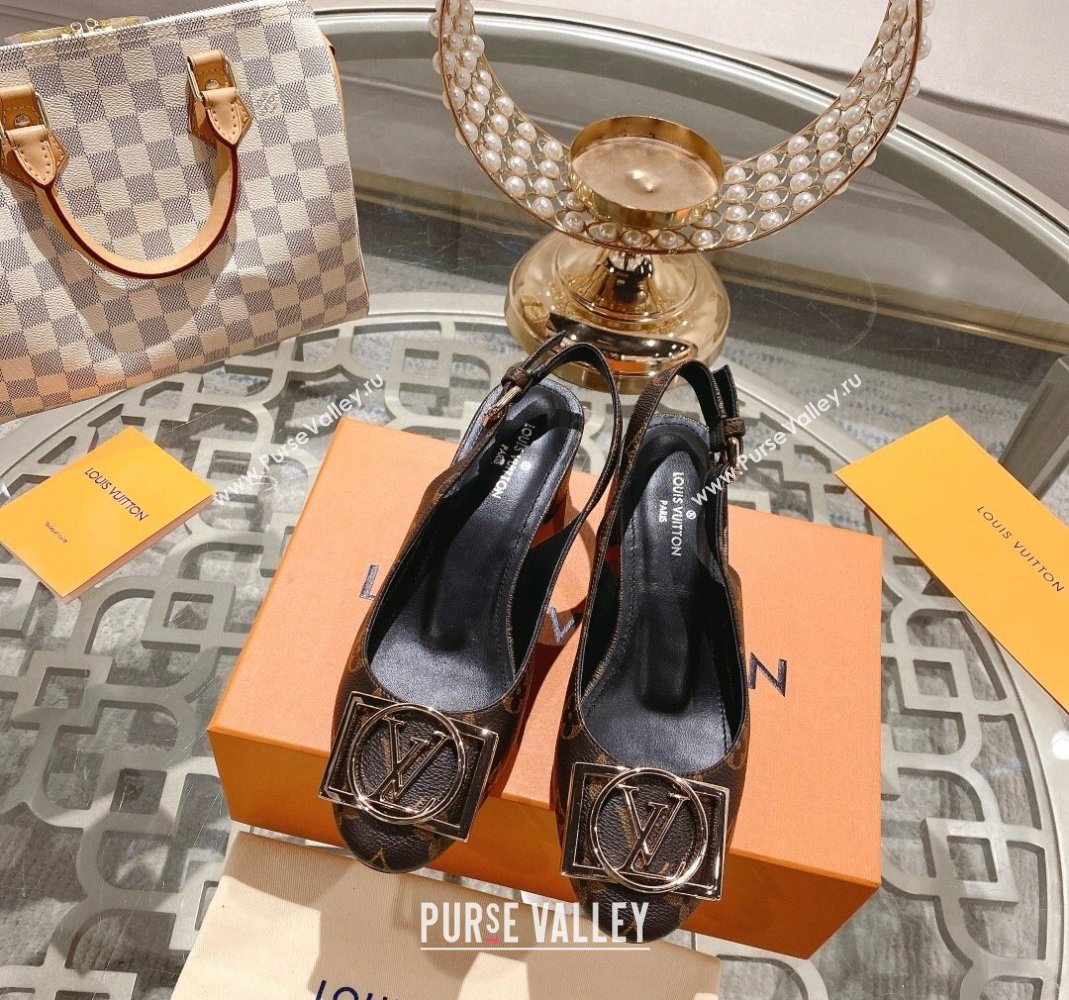 Louis Vuitton Madeleine Slingback Pumps 4.5cm in Monogram Canvas with LV Circle 2023 (MD-231204031)