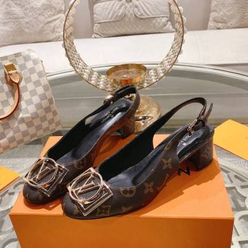 Louis Vuitton Madeleine Slingback Pumps 4.5cm in Monogram Canvas with LV Circle 2023 (MD-231204031)