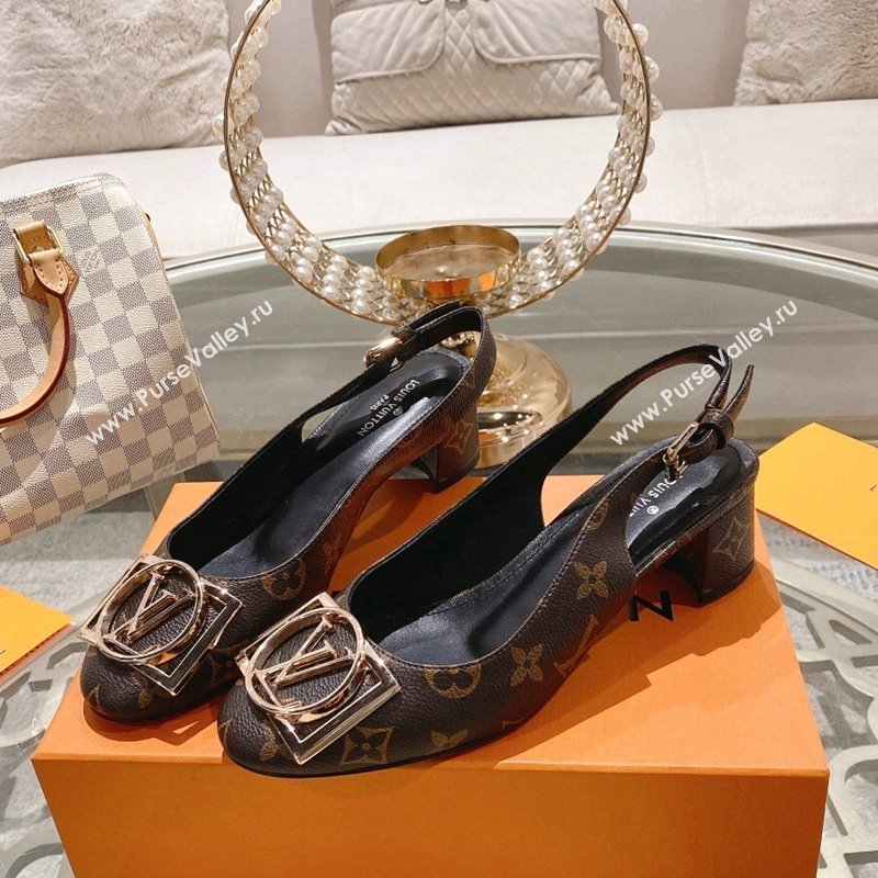 Louis Vuitton Madeleine Slingback Pumps 4.5cm in Monogram Canvas with LV Circle 2023 (MD-231204031)