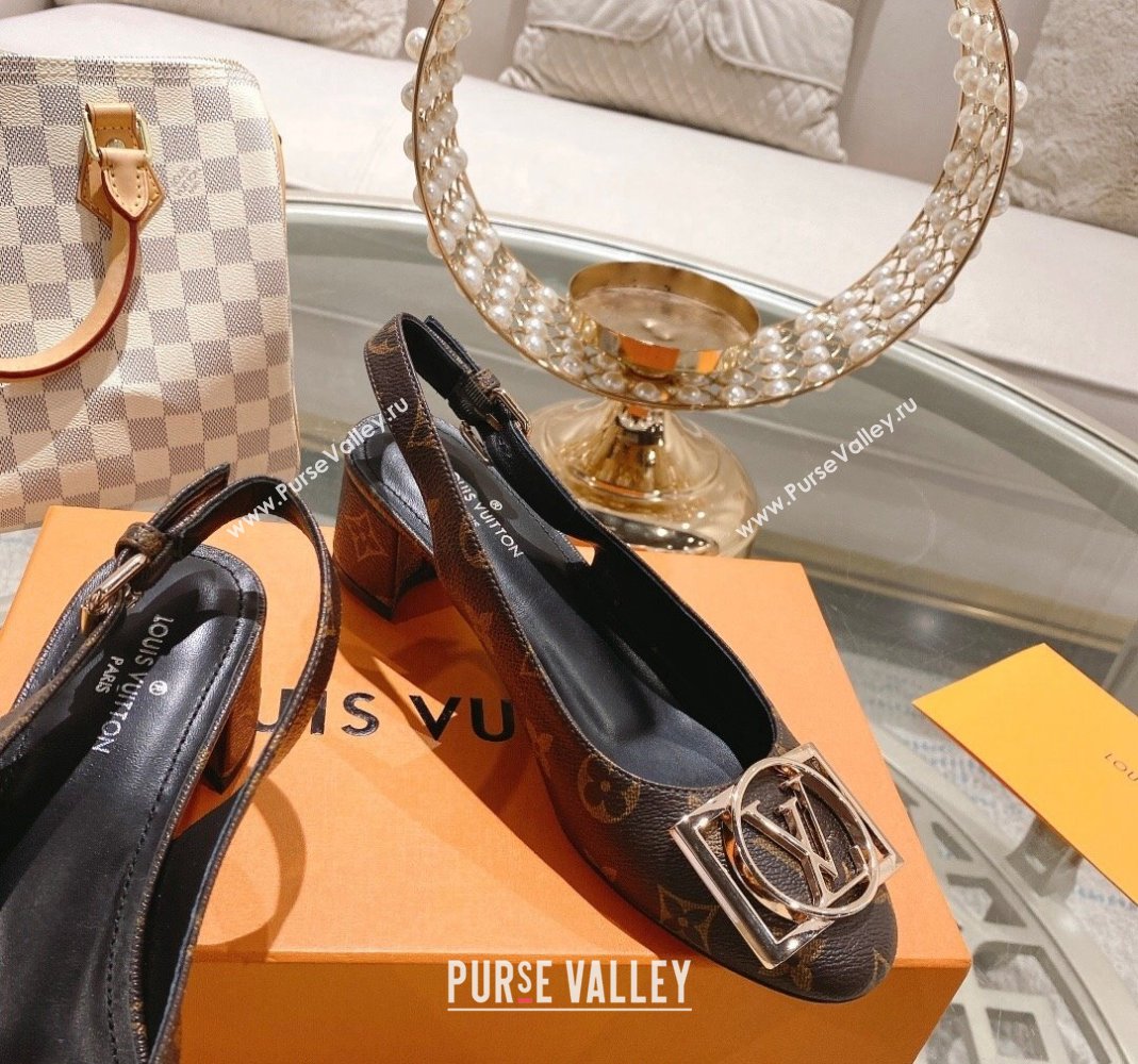 Louis Vuitton Madeleine Slingback Pumps 4.5cm in Monogram Canvas with LV Circle 2023 (MD-231204031)