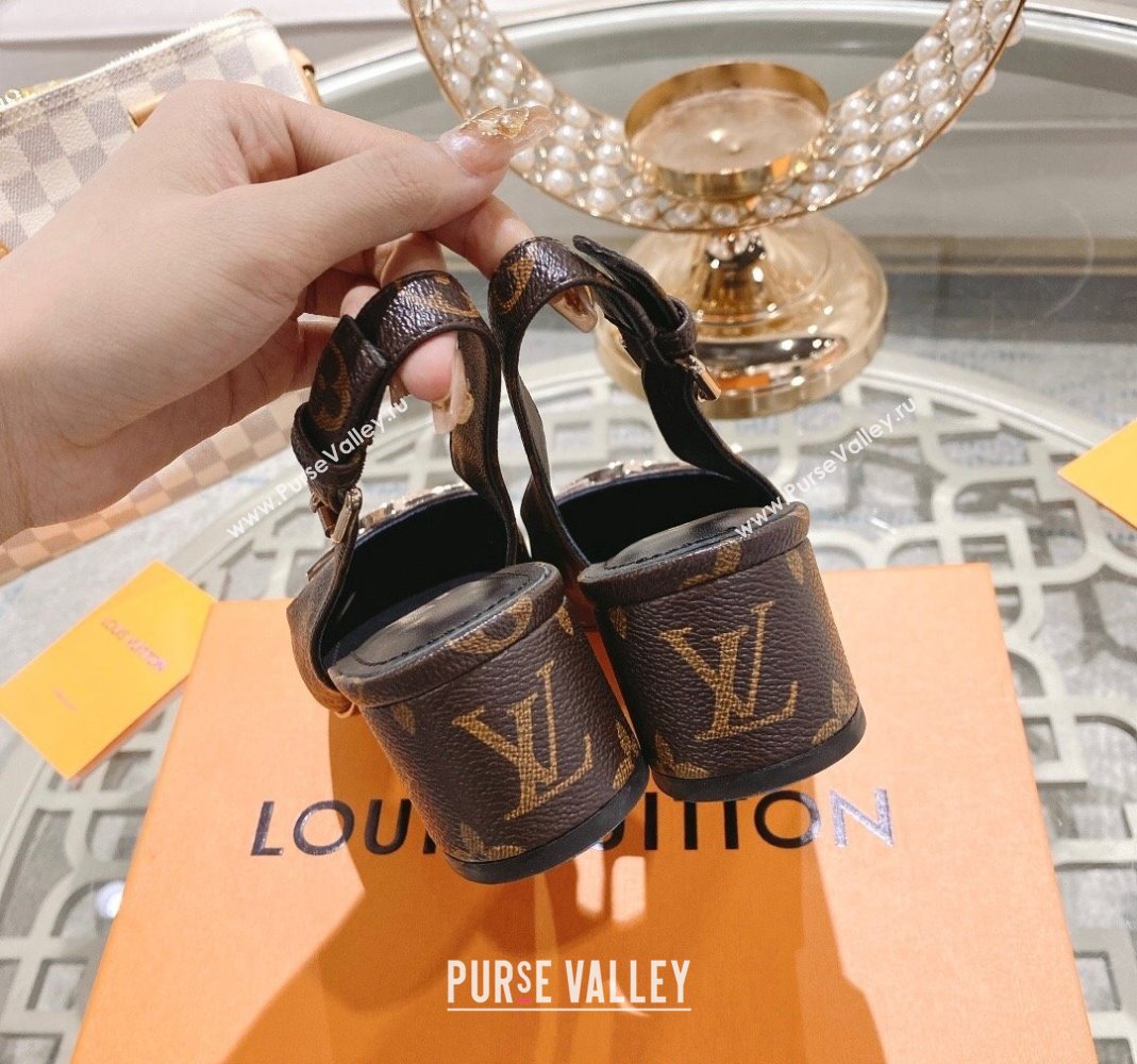 Louis Vuitton Madeleine Slingback Pumps 4.5cm in Monogram Canvas with LV Circle 2023 (MD-231204031)