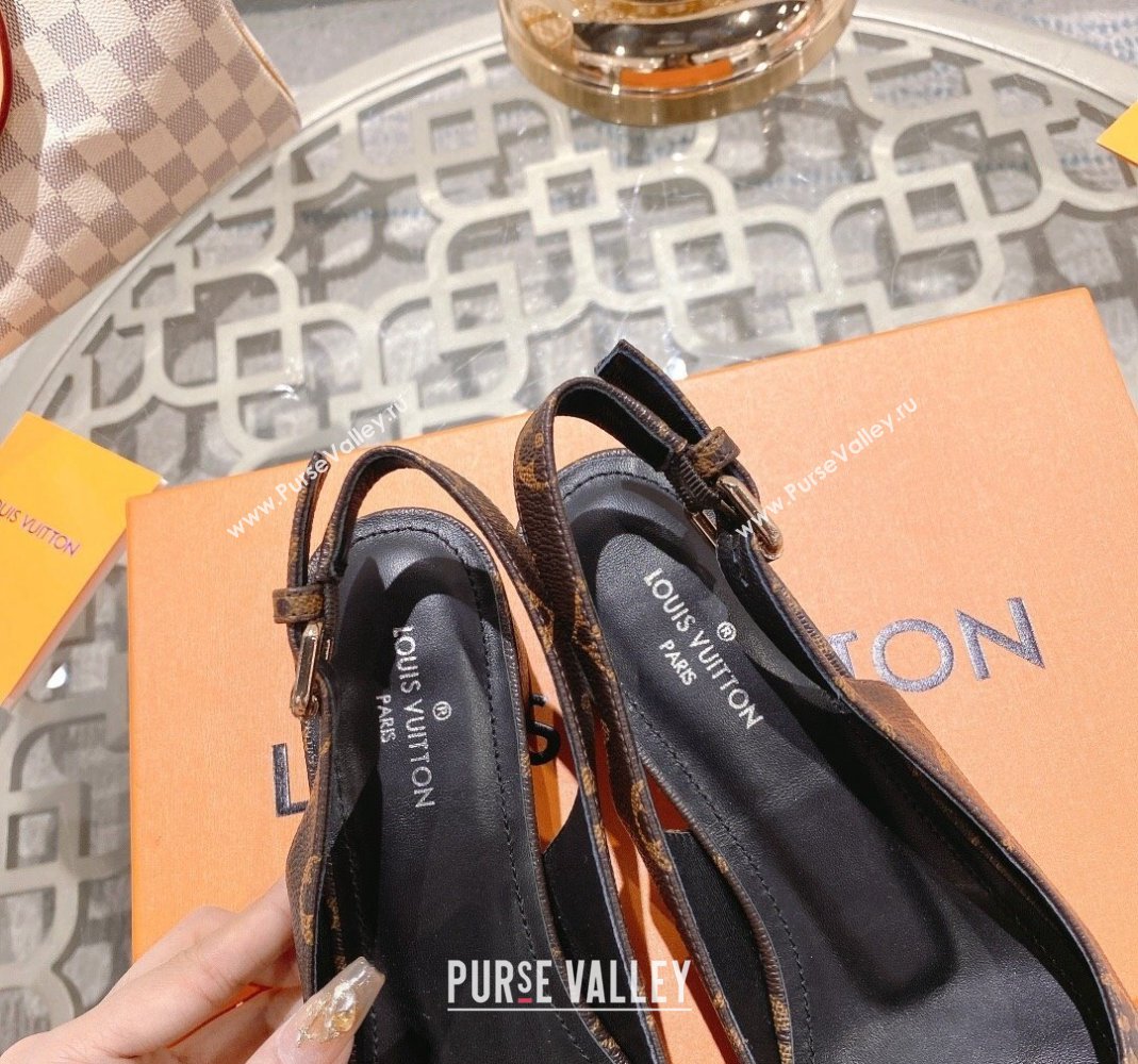 Louis Vuitton Madeleine Slingback Pumps 4.5cm in Monogram Canvas with LV Circle 2023 (MD-231204031)