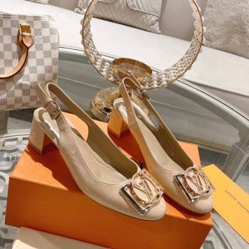 Louis Vuitton Madeleine Slingback Pumps 4.5cm in Patent Leather with LV Circle Nude 2023 (MD-231204032)