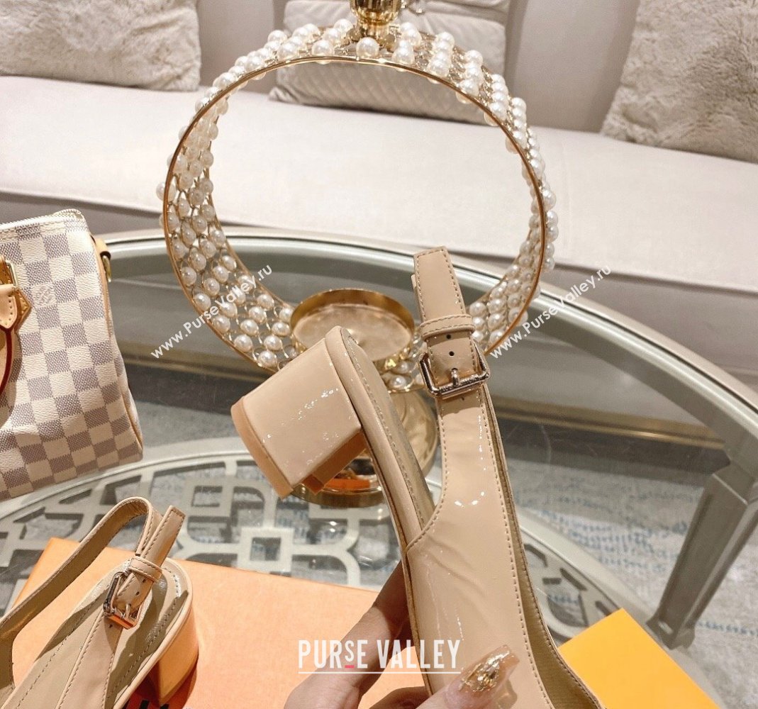 Louis Vuitton Madeleine Slingback Pumps 4.5cm in Patent Leather with LV Circle Nude 2023 (MD-231204032)