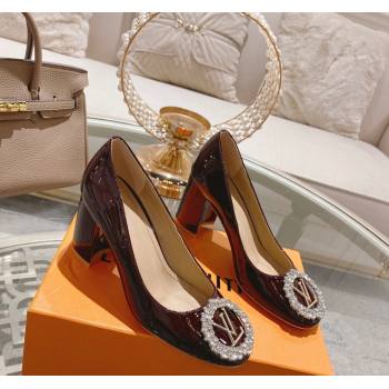 Louis Vuitton Madeleine Pumps 8cm in Patent Leather with LV Crystals Burgundy 2023 (MD-231204044)