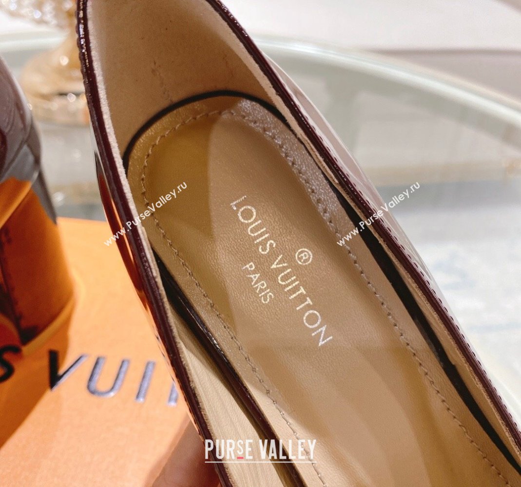 Louis Vuitton Madeleine Pumps 8cm in Patent Leather with LV Crystals Burgundy 2023 (MD-231204044)