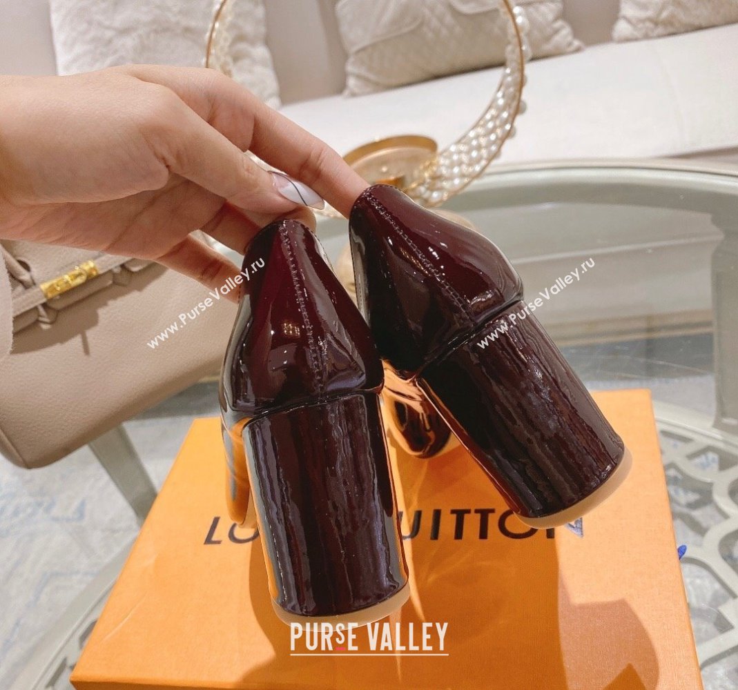 Louis Vuitton Madeleine Pumps 8cm in Patent Leather with LV Crystals Burgundy 2023 (MD-231204044)