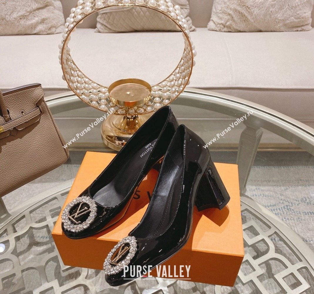 Louis Vuitton Madeleine Pumps 8cm in Patent Leather with LV Crystals Black 2023 (MD-231204045)