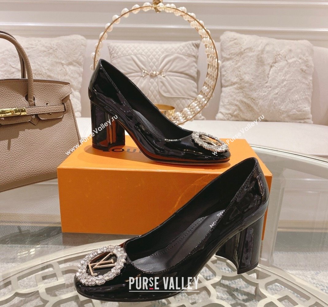 Louis Vuitton Madeleine Pumps 8cm in Patent Leather with LV Crystals Black 2023 (MD-231204045)