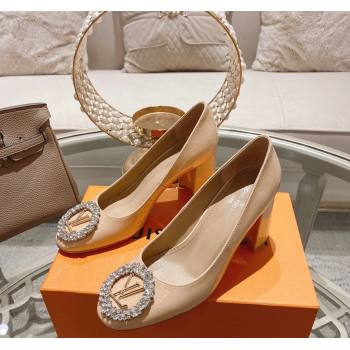 Louis Vuitton Madeleine Pumps 8cm in Patent Leather with LV Crystals Nude 2023 (MD-231204048)