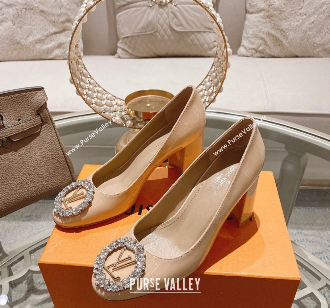 Louis Vuitton Madeleine Pumps 8cm in Patent Leather with LV Crystals Nude 2023 (MD-231204048)