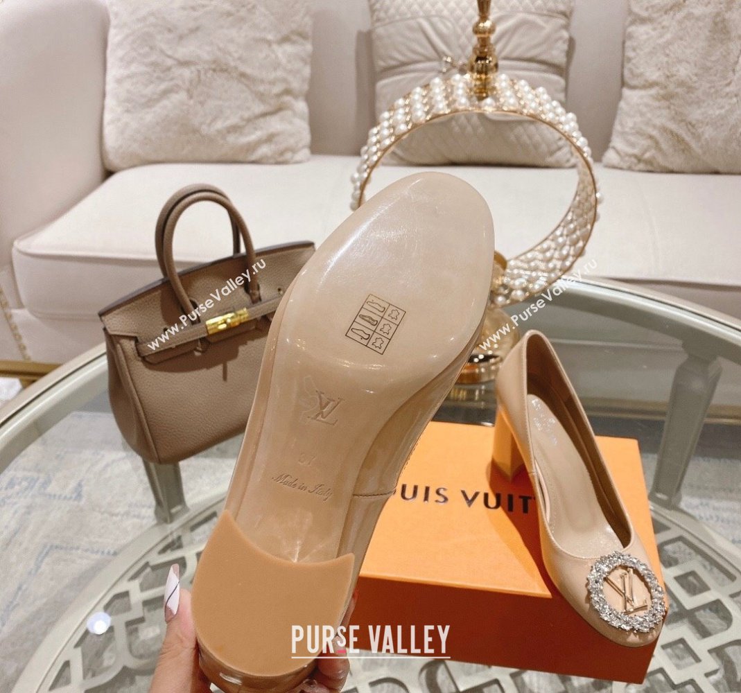 Louis Vuitton Madeleine Pumps 8cm in Patent Leather with LV Crystals Nude 2023 (MD-231204048)