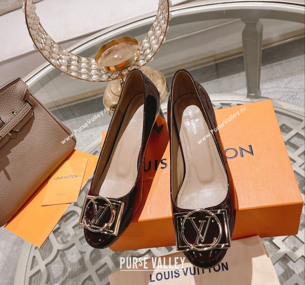 Louis Vuitton Madeleine Pumps 4.5cm in Patent Leather with LV Circle Burgundy 2023 (MD-231204052)