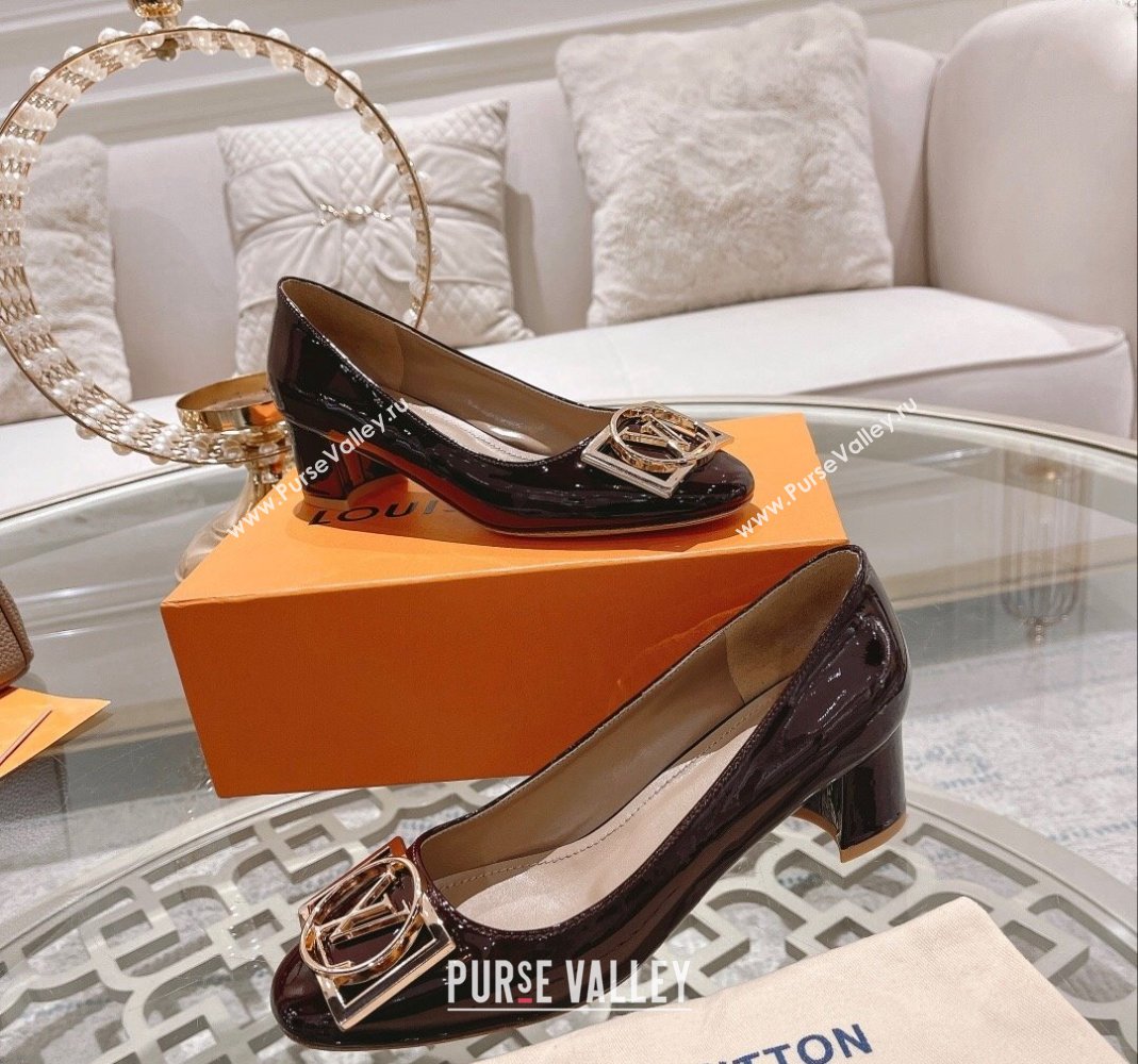 Louis Vuitton Madeleine Pumps 4.5cm in Patent Leather with LV Circle Burgundy 2023 (MD-231204052)