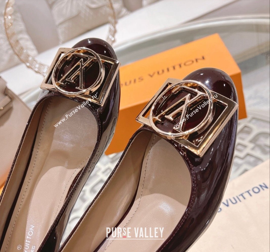 Louis Vuitton Madeleine Pumps 4.5cm in Patent Leather with LV Circle Burgundy 2023 (MD-231204052)