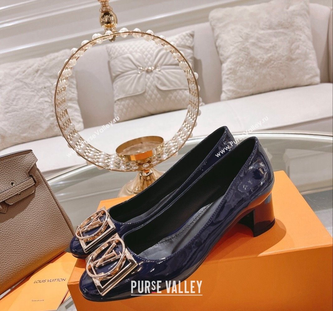 Louis Vuitton Madeleine Pumps 4.5cm in Patent Leather with LV Circle Blue 2023 (MD-231204054)