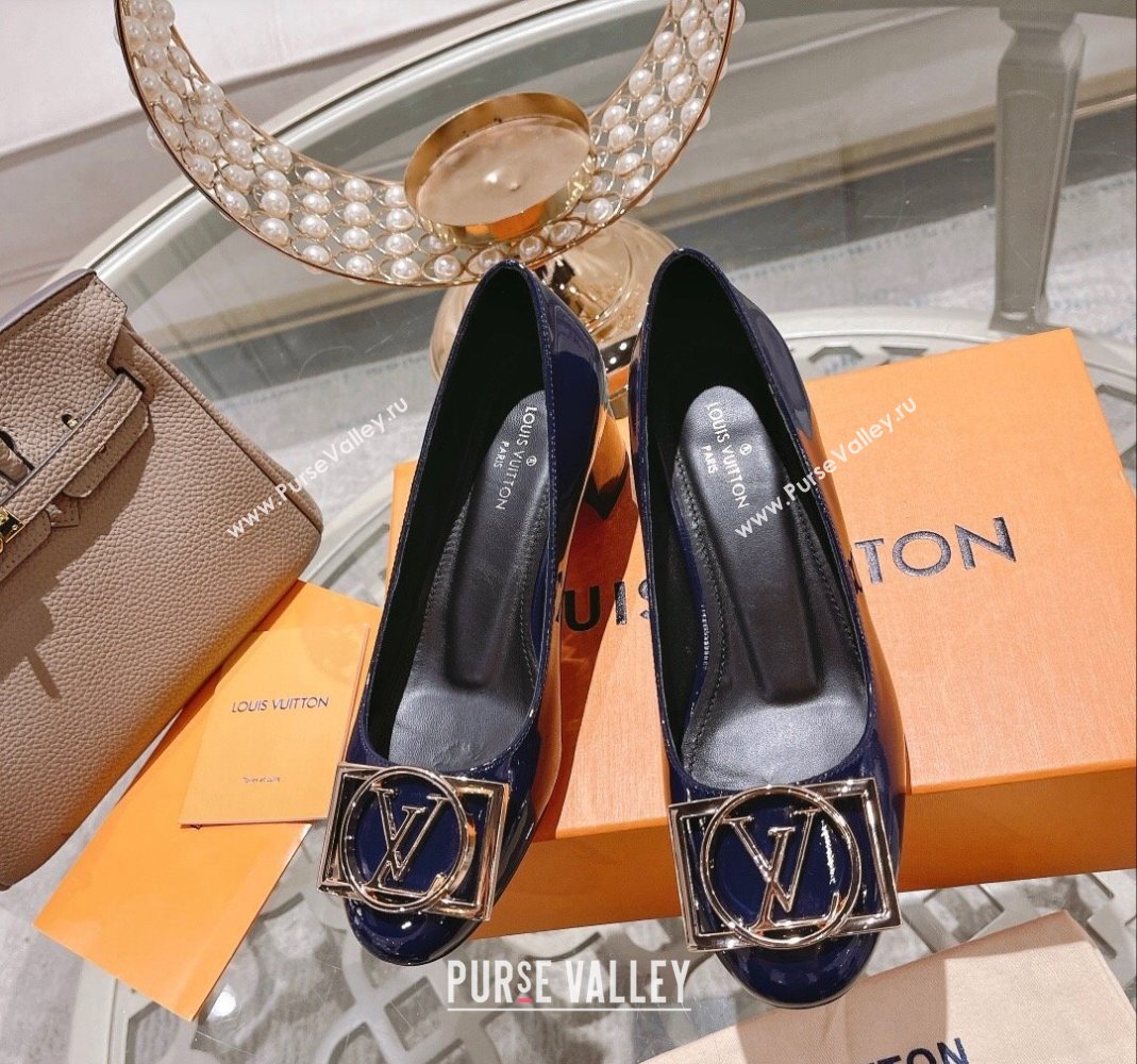 Louis Vuitton Madeleine Pumps 4.5cm in Patent Leather with LV Circle Blue 2023 (MD-231204054)