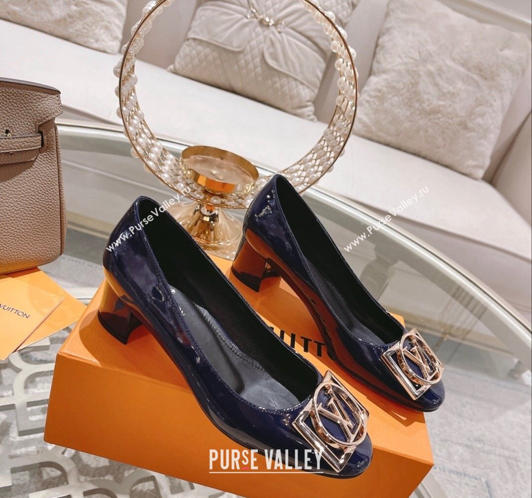 Louis Vuitton Madeleine Pumps 4.5cm in Patent Leather with LV Circle Blue 2023 (MD-231204054)