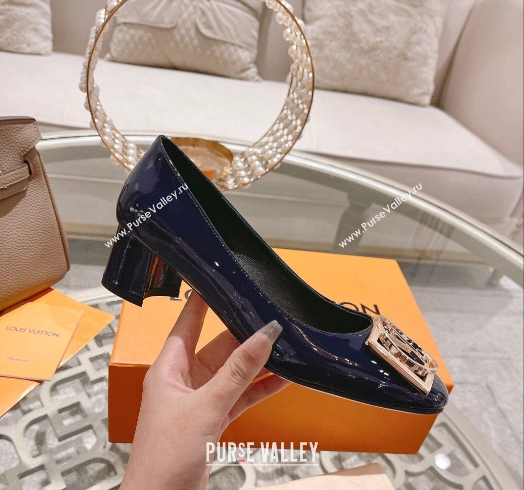 Louis Vuitton Madeleine Pumps 4.5cm in Patent Leather with LV Circle Blue 2023 (MD-231204054)