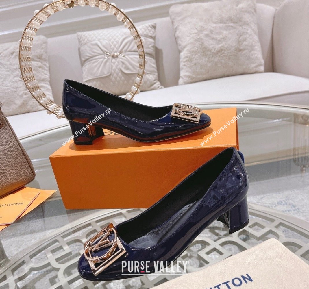 Louis Vuitton Madeleine Pumps 4.5cm in Patent Leather with LV Circle Blue 2023 (MD-231204054)